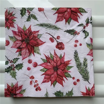 Vianočné vintage obrúsok papier elegantné tkaniva farebný kvet, motýľ decoupage svadby, narodeniny, party dekor krásne serviettes