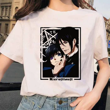 Čierna Butler Tričko Sebastian Ciel Phantomhive Grafické T-shirt Mužov Harajuku Roztomilé Anime Tričko Manga Kawaii T Shirt Top Tee Muž