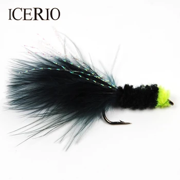 ICERIO 6PCS Green Egg Sania Pijavice Bugger Streamer Muchy, Pstruh Fly Rybárske Nástrahy #8