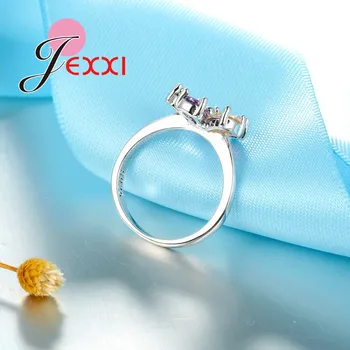 Móda Kvapka Vody Crystal Farebné Kvetinové Dizajn 925 Sterling Prst Prstene pre Ženy, Svadobné Šperky