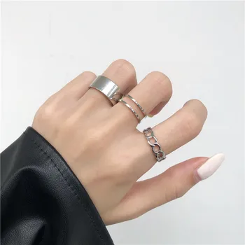 2021 Nové Módne Jednoduchý Dizajn anillos Ročníka, Strieborná Farba Spoločné Prstene Sady pre Ženy Šperky kórejský Reťaze Verziu Spoločného Krúžky