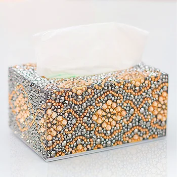 5D Diamond Maľovanie Tkaniva Box Troch-Dimenzionální Ručné Umenie Kozmetické Tkaniva Dávkovač detské Puzzle Cartoon Domova