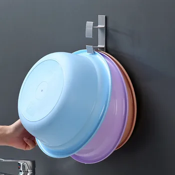 Kúpeľňa Kuchyňa Traceless Plastové Umývadlo Háčik Non-dierovanie na Stenu ako samolepiace Regály Multifunkčné Skladovanie Držiteľov