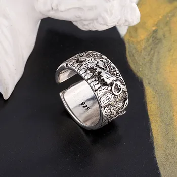 Lesných Stromov Králik Zvierat Retro Robustný Prst 925 Sterling Silver Nastaviteľné Prstene Pre Ženy Jednoduché Módne Šperky Dary