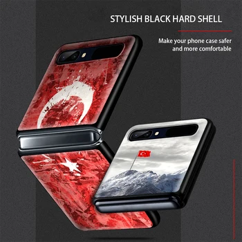 Nové Mobile Shell Shockproof Pevný Kryt Turecko turecká Vlajka Pre Samsung Galaxy Z Flip 3 5G Black Fundas Telefón Prípade