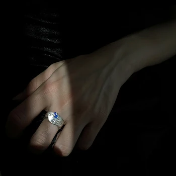 925 Sterling Silver Nepravidelný Modrý Zirkón Bump Prst Nastaviteľné Prstene Pre Ženy Kórejský Módne Trendy Šperkov Dary