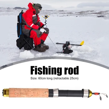 60 cm Prenosné Ice Rybársky Prút Vonkajšie Rybárčenie Teleskopická Zimné Rybárske Pól Prúd Rieky Ryby Riešiť Príslušenstvo