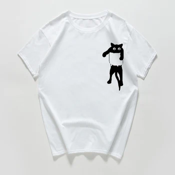 Vrecko mačka vtipné tričko mužov Lete streetwear Grafické tshirts estetické tričko mužov Bavlna Ulzzang T-shirt pánske oblečenie 3