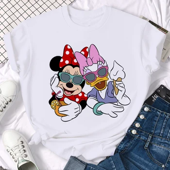 Kawaii Disney Mickey Minnie Pár Tričko Muži Ženy Unisex Zábavné Roztomilý Letné Tričko Bežné T-shirt Grafický Hornej Tees Muž Žena 4