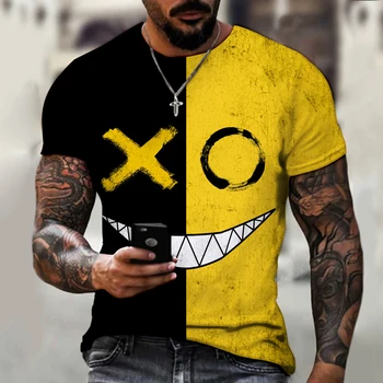 XOXO vzor 3d vytlačené t-shirt módne pánske ulici osobnosti príležitostné športové tričko mužských O-krku nadrozmerné t-shirt