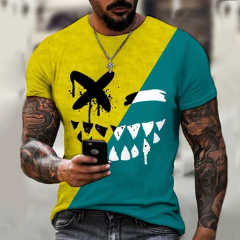 XOXO vzor 3d vytlačené t-shirt módne pánske ulici osobnosti príležitostné športové tričko mužských O-krku nadrozmerné t-shirt 1