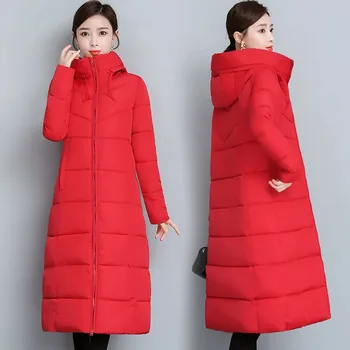 Móda Ženy Zimný Kabát 221 Nové Elegantné Štíhle Ženy Coats Pribrala Teplá Nadol Bavlnená Bunda Plus Veľkosť Voľné Dlhý Kabát G303