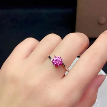 Nové praskanie ružová moissanite krúžok pre ženy šperky zásnubný prsteň pre skutočný svadobné 925 strieborný prsteň darček k narodeninám 1 karát gem
