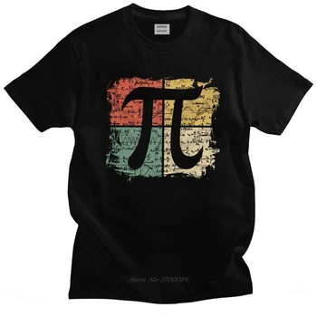Retro Námestie Pi Symbol Darček Tričko Mužov Bavlnené Tričko Voľný čas Tričko Krátke Rukávy Matematické Rovnice Učiteľ Geek T-shirts Loose Fit