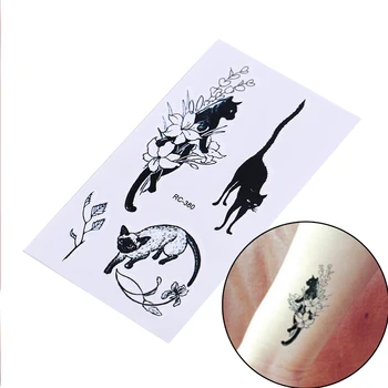 10.5*6typ Nepremokavé Falošné Henna Bezbolestné Tatto Nálepky Sexy Čierne Mačky Dočasné Tetovanie Body Art Rameno Flash Tetovanie Nálepky