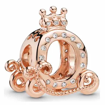 Rose Gold Openwork Žiarivé Srdce Kráľovskej Koruny Tekvica Koruny Prepravu 925 Sterling Silver Korálky Fit Európe Náramok DIY Šperky