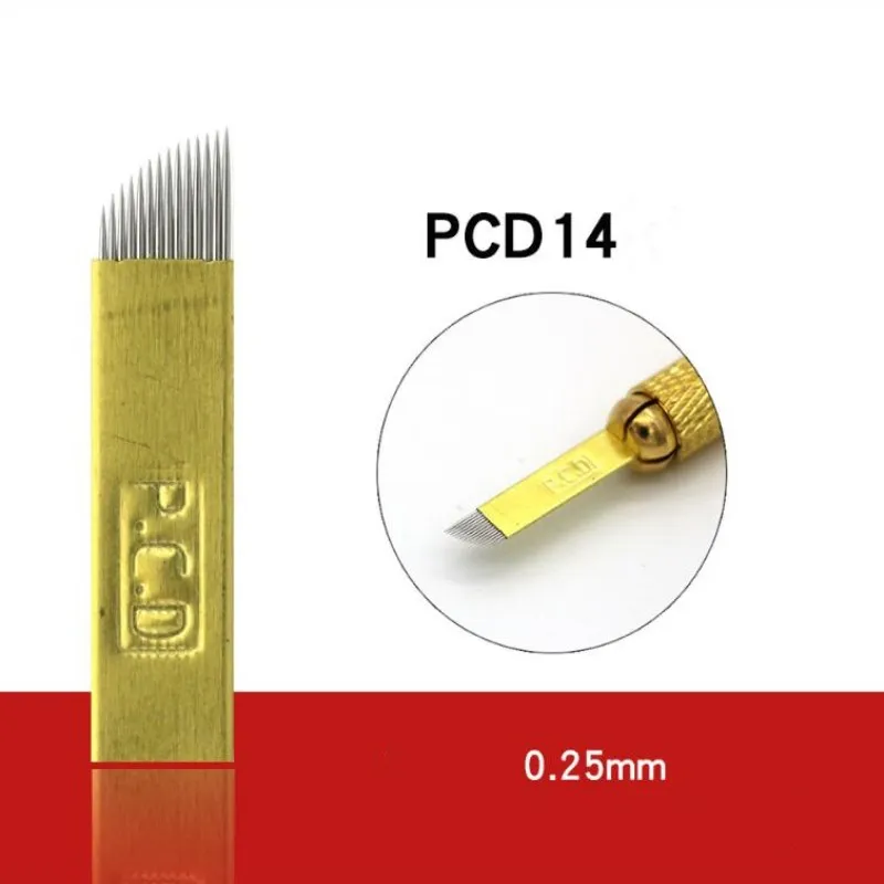 100 ks Pevného PCD 14 Tebori Microblading 14 Pin Tvrdý Čepele pre Permanentný make-up, Tetovanie Ihly Na 3D Obočie Príručka Pero Stroj 3