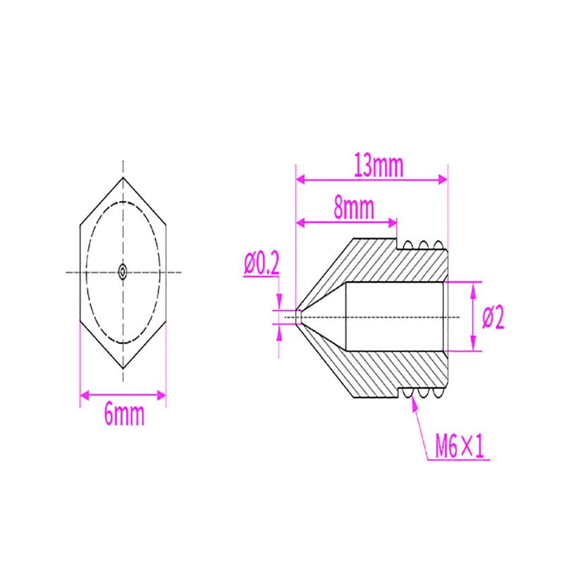 10PCS Mk8 Mosadzná Tryska 0,2 mm 0,3 mm 0,4 mm 0,5 mm 0.6 0.8 mm mm 1.0 mm Závit M6 1.75/3 MM Pre CR10 vzdať sa-3 3D Tlačiarne Vytláčacie Časti 3