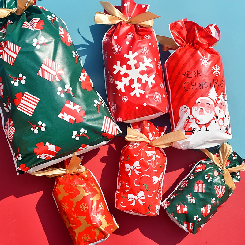 10Pcs Santa Vianočné Party Tašky Candy Balenie Plastové Ostrý Šnúrkou Taška Veselé Vianočné Dekorácie, Darčekové Tašky 3