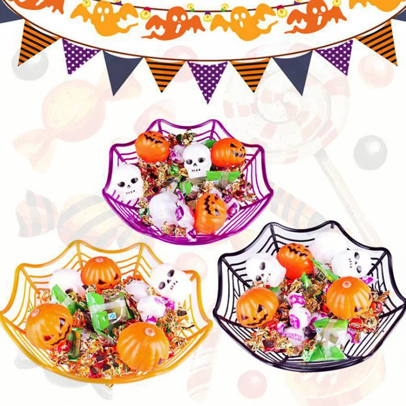 1Pcs Halloween Candy Doska pavučina Misa Ovocia Doska Candy Biscuit Package Kôš Misy Kôš Party Decor 3