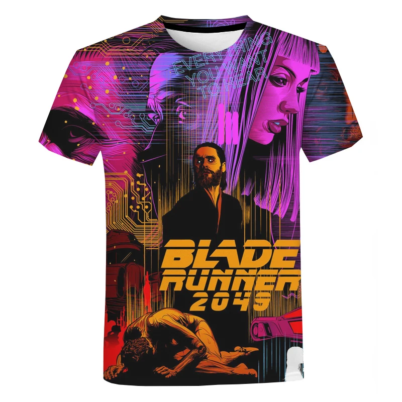 2021 Americký sci-fi Film Blade Runner 2049 3D Vytlačené T-shirt Muži Ženy Móda Bežné Krátky Rukáv Cool Tee Topy 3