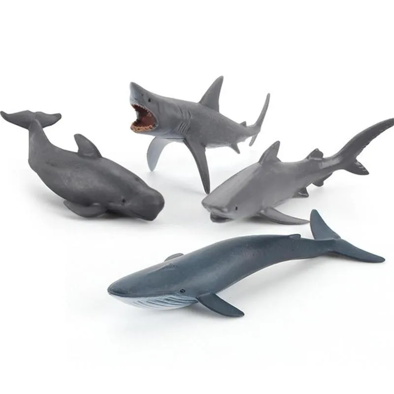4pcs Sea Life Megalodon Walvishaai Model Akcie Obrázok Plastové Tichom Morských Líšia Educatief Zbierku Hračiek pre Deti Darček 3