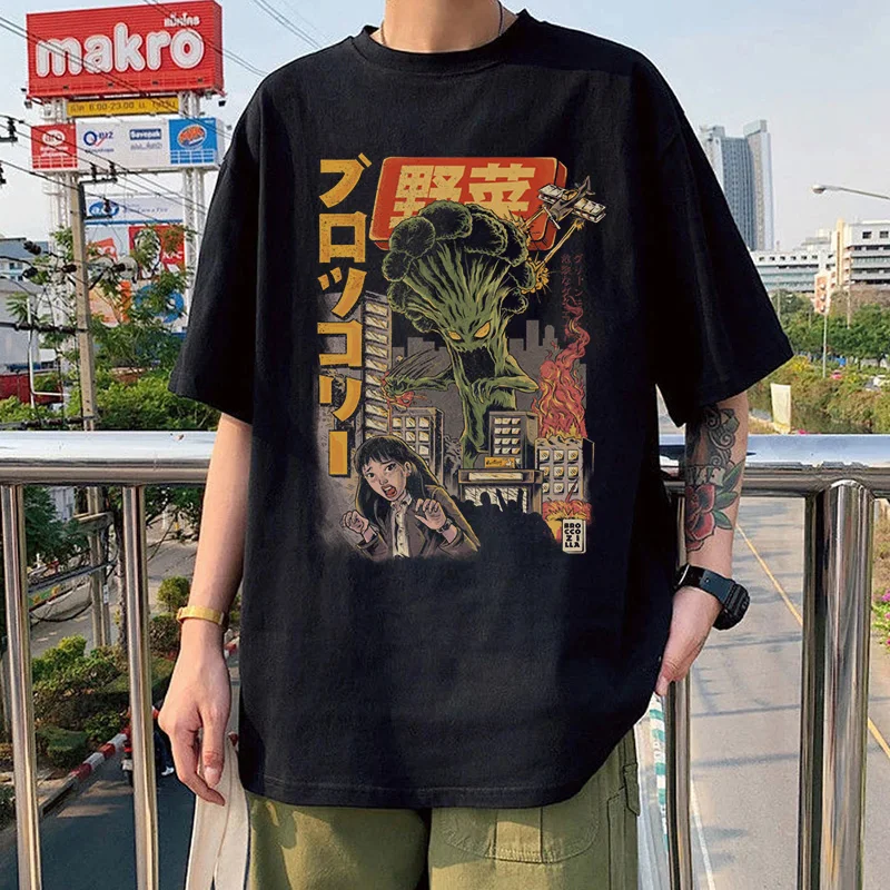 Daruma to Ramen Tlač Mužov Vtipné Tričko Japonský Ramen Boj Kaiju Anime Krátke-sleev Letné Módy Hip-hop Topy Hombre Camisetas 3