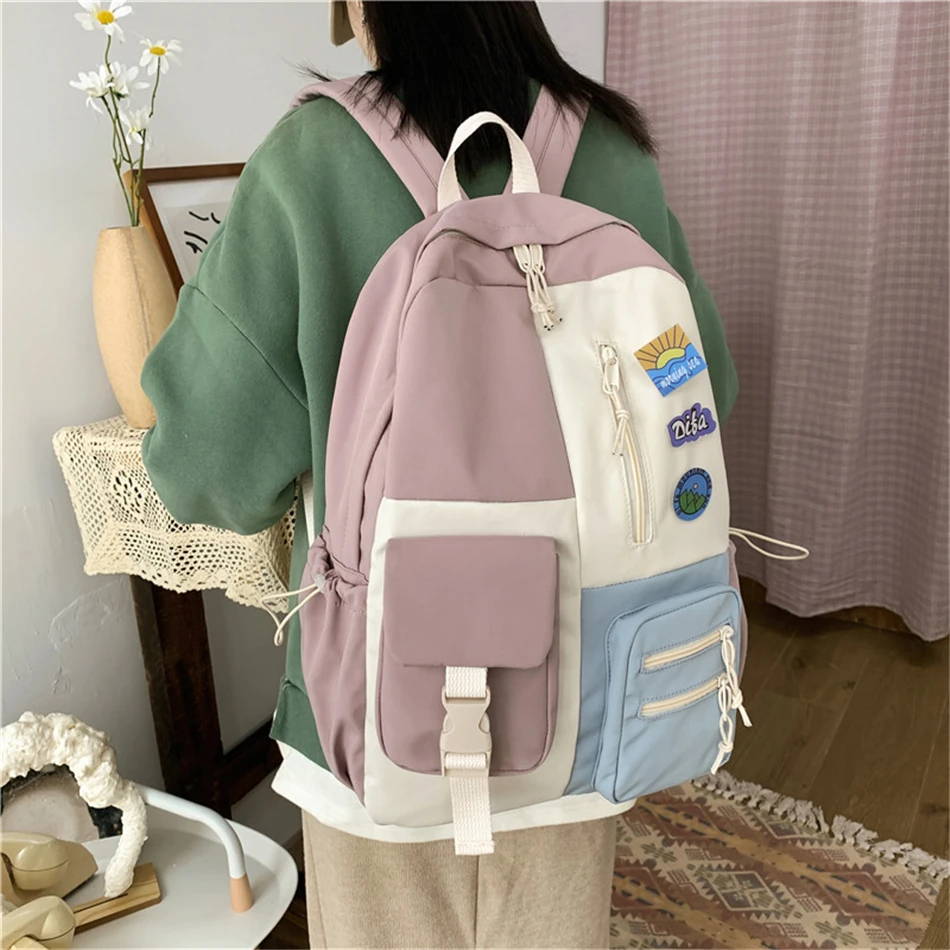 Kórejský Štýl Žien Batoh vodeodolného Nylonu Batohy pre Dospievajúcich Dievčat Módne Preppy Školské tašky Cestovných Obľúbené Mochilas 3