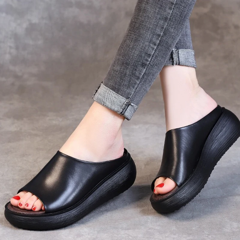 Letné Bežné Papuče Platforma Topánky pre Ženy 2022 Sandále Otvorené Prst Dámske jednofarebné Módne Pláži Listov Mujer Sandalias 3