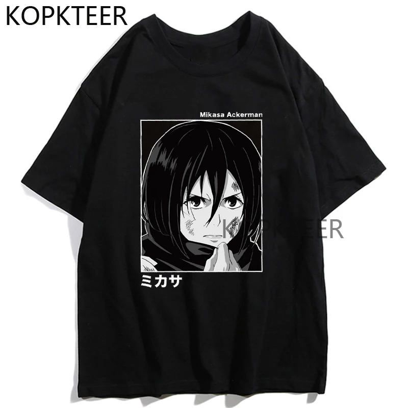 Mikasa Ackermana T Shirt Útok na Titan Grafické Manga Streetwear, T Košele Anime, Komiksu Muži Ženy Módne T-shirts Harajuku Topy 3