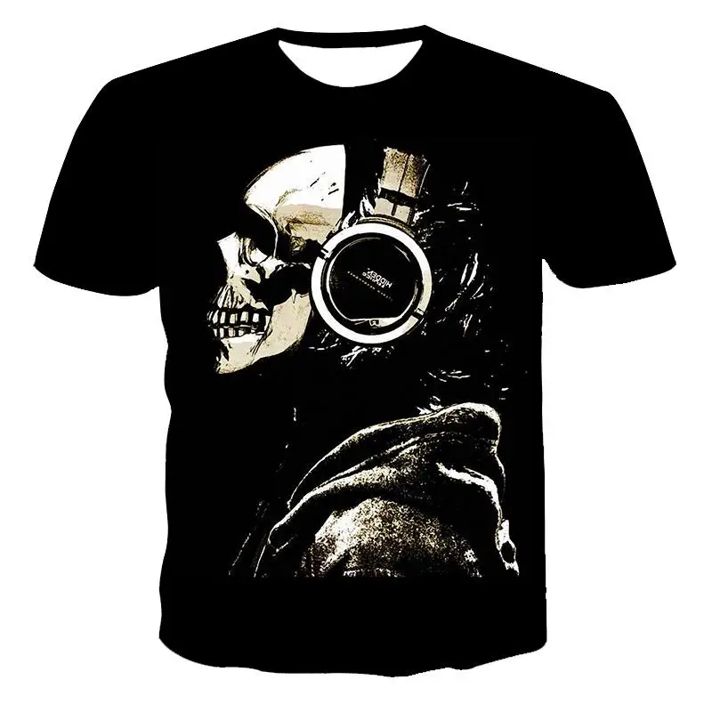 Nové T-shirt pánske vysoko kvalitné pánske a dámske tričko skull krátky rukáv 3D tlač horor vzor mladých pánske T-shirt 3