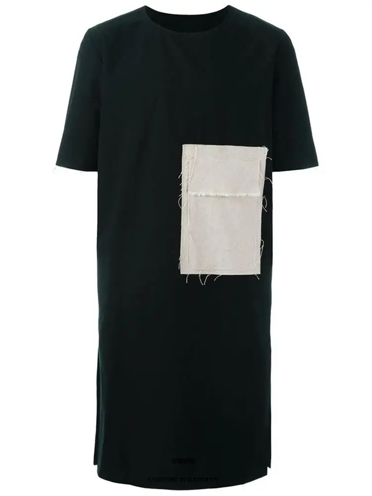Nové voľný štýl, pánske oblečenie kaderníčky menšiny dizajn v dlhodobom vrecku spojov fáze vietor tmavé T-shirt 3