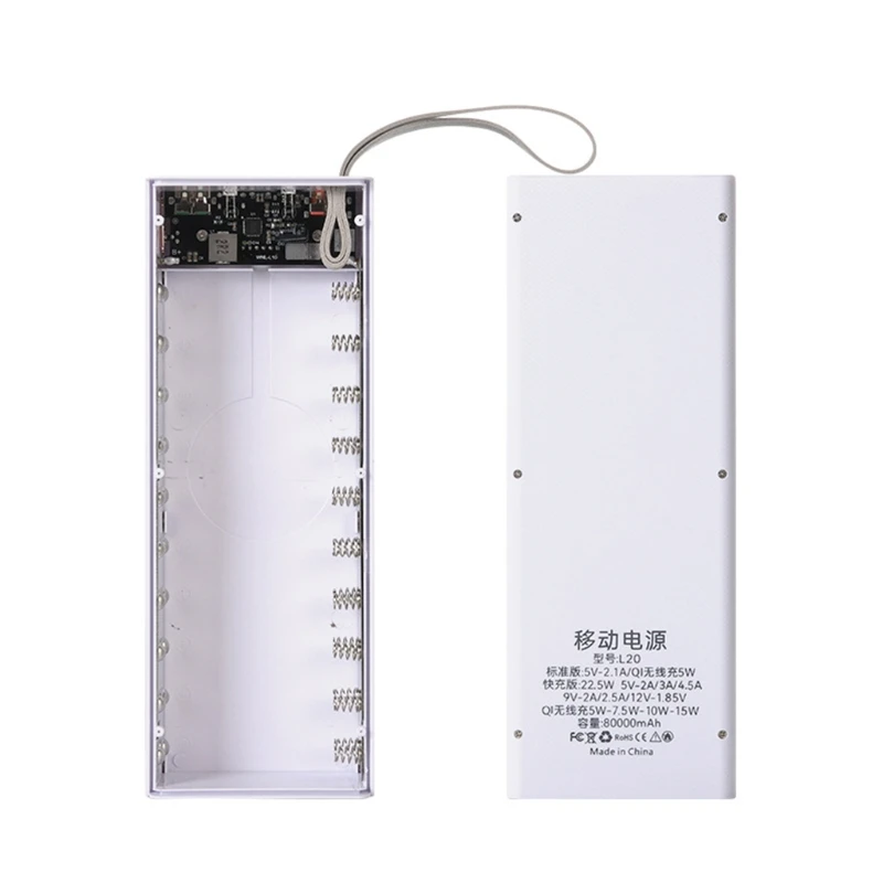 R9CB Odnímateľný LCD 20x18650 Batérie Prípade 22.5 W QC3.0 PD Rýchlo Nabiť Power Bank Shell Bezdrôtové Nabíjanie Box 3