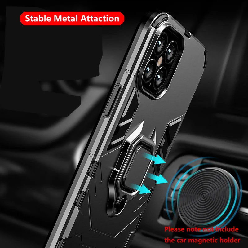Shockproof puzdro pre Apple iPhone 12 11 Pro Xs Max XR 7 8 6 6 Plus 5 5S SE 2020 Auto Magnetický Prsteň Stáť Telefón Držiak Zadného Krytu 3