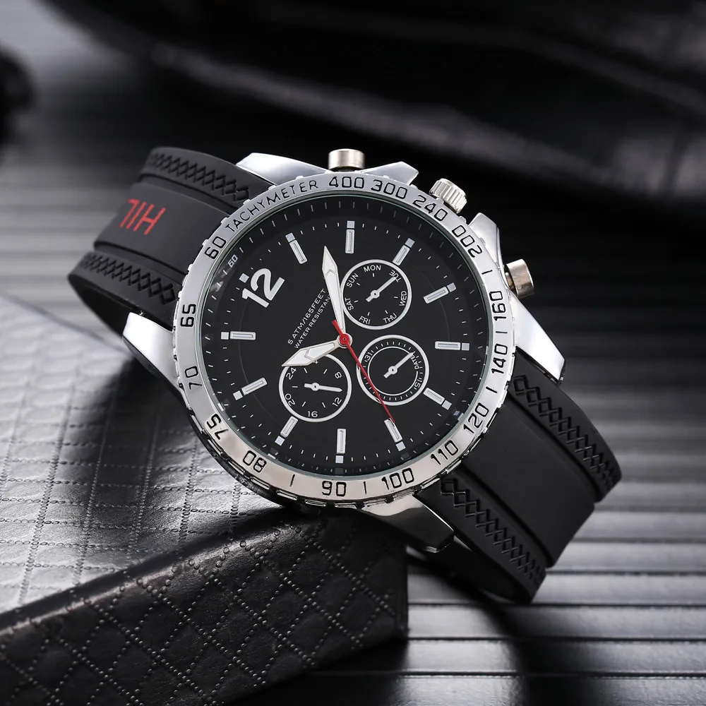 Slávny Populárnej Značky Hodiniek pre Mužov Luxusné Veľké Dial Muž Sledovať Silikónový Quartz náramkové hodinky Šport Hodiny Hifig Reloj Hombre 3