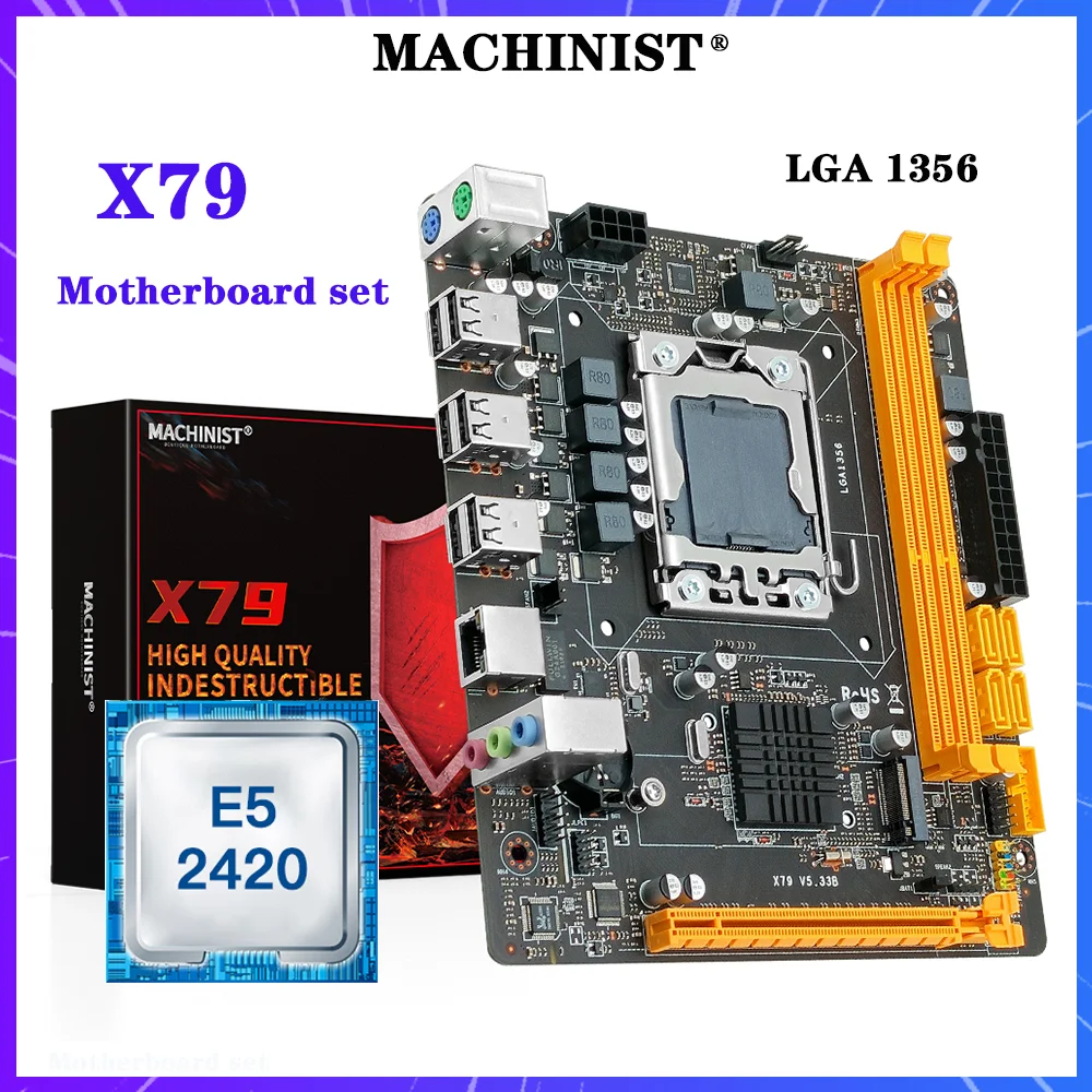STROJNÍK X79 Doske LGA 1356 Nastaviť Auta S technológiou Intel Xeon E5 2420 Procesorov DDR3 ECC/NON-ECC RAM Pamäť Mini DTX V533B 3