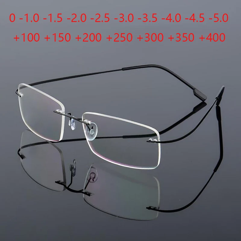 Ultralight Povlak Frameless Krátkozrakosť Okuliare -1.0 -1.5 -2.0 Na -5.0, Bez Obrúčok Super Svetlo Z Nehrdzavejúcej Ocele Ďalekozrakosť +1.0 +2.0 +4.0 3