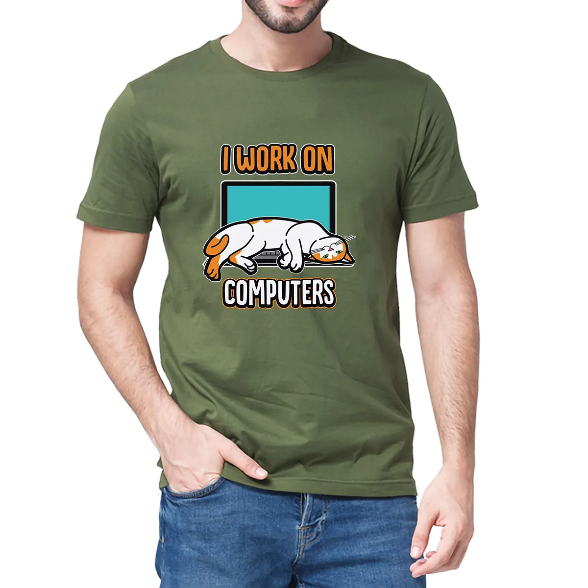 Unisex Bavlna som Pracovať Na Mojom Výpočet Zábavné Lazzy Mačky a Počítače Lete Mužov Novinka Nadrozmerných T-Shirt Ženy Harajuku Čaj 3