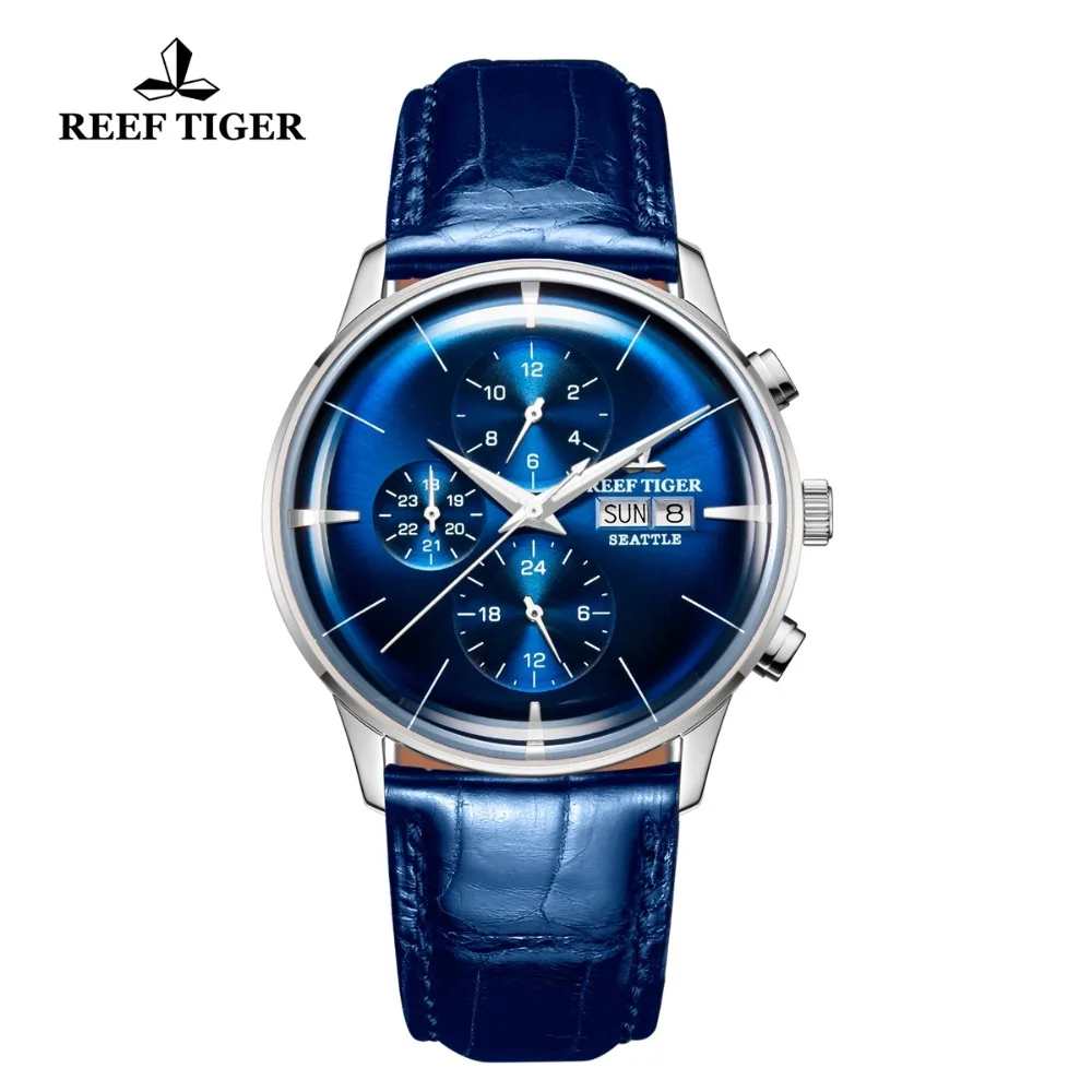 Útes Tiger/RT Top Luxusné Hodinky Pánske Modré Dial viacúčelové Mechanické Náramkové hodinky Relogio Masculino RGA1699 3