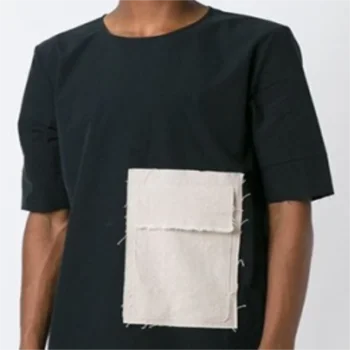 Nové voľný štýl, pánske oblečenie kaderníčky menšiny dizajn v dlhodobom vrecku spojov fáze vietor tmavé T-shirt 4