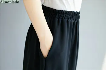 Nadrozmerná ženy bavlnená posteľná bielizeň nohavice voľné nohavice plus veľkosť deväť dĺžka šírka nohy bežné bielizeň nohavice pohodlné lady nohavice 0