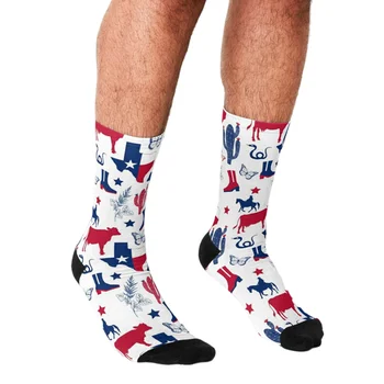 Vtipné Mužov ponožky Texas Najznámejších Symbolov Vzor Vytlačené hip hop Muži Radi roztomilé Ponožky chlapcov street štýl Crazy novosti Ponožky pre mužov