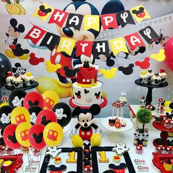 Dieťa Sprcha Mickey Mouse Téma Strana Navrhne Deti Strany Jednorázový Riad Mickey Minnie Mouse Festival Prospech Darčeky Dekor