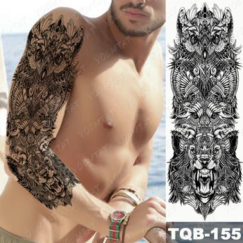 Plný rameno Nepremokavé Dočasné Trvalé Tetovanie Demon Pekla Totem Symbol Vlk Eagle Lev Lebky Horor Art Tetovanie Nálepky Muž