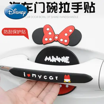 Disney Mickey Mouse, Minnie Auto Rukoväť Dverí Misy Nálepky Dvere Auta Anti-kolízie Anti-scratch Roztomilý Auto Dekorácie-Nálepky 5
