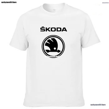 Pánske Krátke Rukáv Škoda Auto Logo T-shirt Lete bežné mužské jednofarebné Bavlnené tričká Módne Hip Hop Harajuku Mužov Oblečenie 1