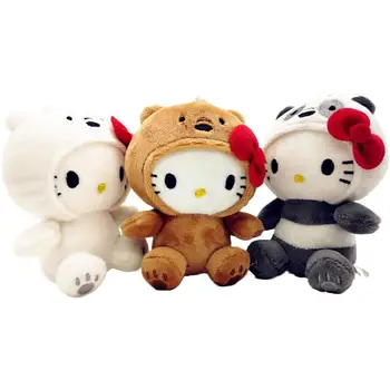 10 CM Kawaii Anime Plyšové Hračky Luk Kitty KT COS medveď Hnedý, Biely medveď Panda Roztomilé Mäkké, Vypchaté Bábika Prívesok Hračka pre Deti Darček 0