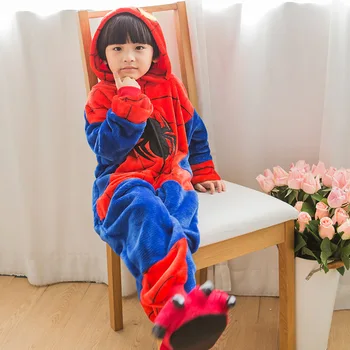 Cosplay Kigurumi Dospelých Pyžamo Spider Onesies Zime S Kapucňou Jumpsuit Halloween Kostýmy Pre Ženy, Mužov Sleepwear 0