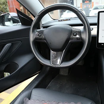 Skutočné Uhlíka pre Tesla Model 3 Y Volantu, Trim Pravda karbónová Nálepka Kryt Rámu Interiéru Vozidla Úprava 2017-2021