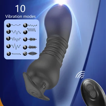 Upozorňuje Zadok Plug 10 Rýchlosti G-spot Prostaty Masér Bezdrôtové Diaľkové Dildo Análny Vibrátor Sexuálne Hračky pre Dospelých 18 + pary
